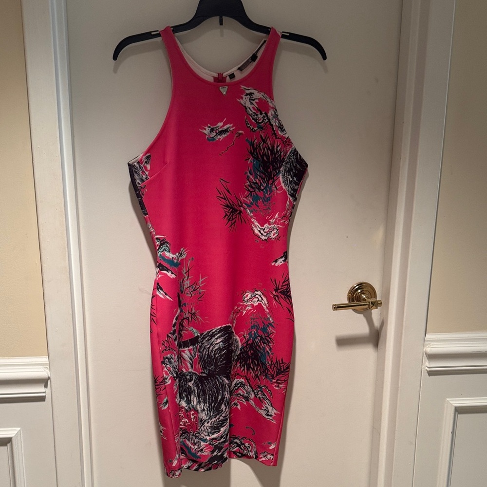 G by Guess Pink and Black Patterned Mini Dress